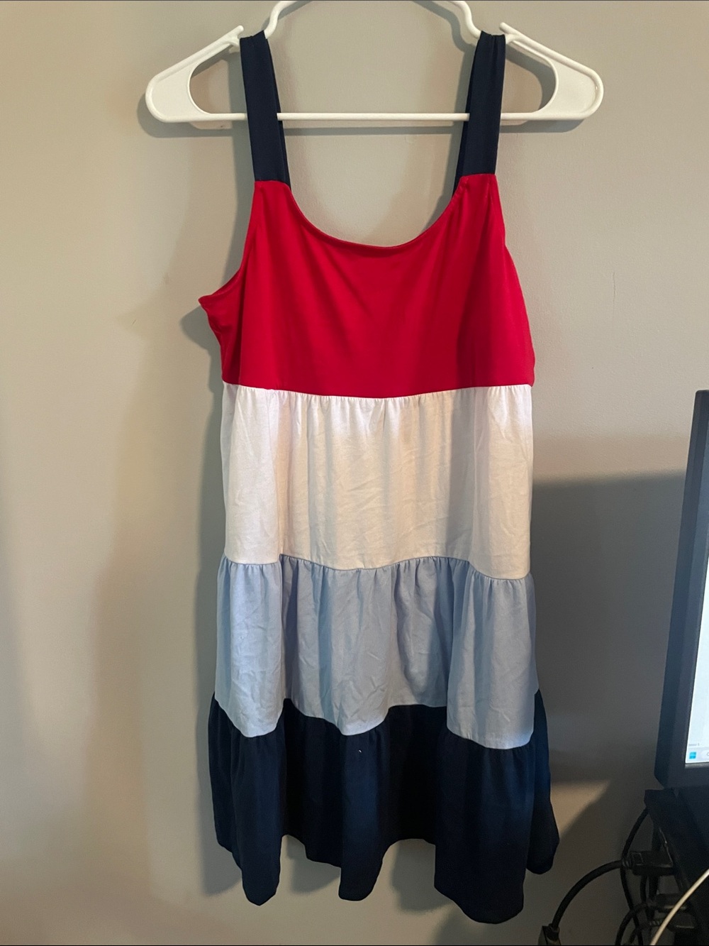 Girls' Sleeveless Colorblock Tiered Dress - Red, White & Blue
